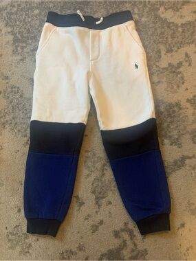 Polo by Ralph Lauren White Navy Blue Colorblock Joggers